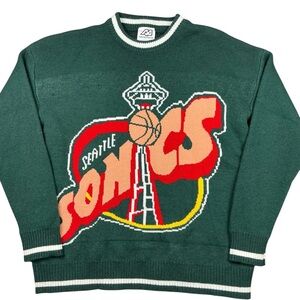Y2K Seattle Sonics NBA Adam Freak knit sweater size large